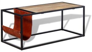 Stolik kawowy ze skÃ³rzanym uchwytem na czasopisma 110x50x45 cm
