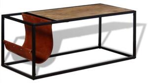 Stolik kawowy ze skÃ³rzanym uchwytem na czasopisma 110x50x45 cm