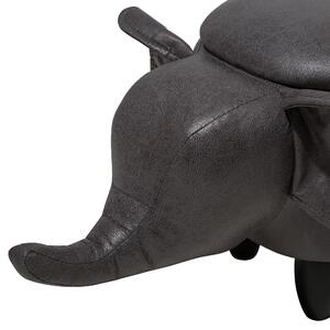 Pufa zwierzak ciemnoszara w kształcie słonia ze schowkiem ekoskóra Elephant Beliani