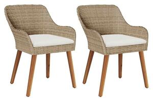 Krzesło ogrodowe 2 szt. beżowy 62,5 x 55 x 82 cm polirattan