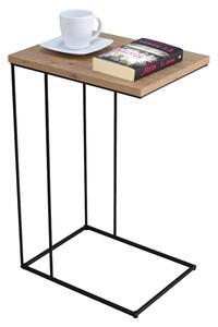 Minimalistyczny druciany stolik pomocniczy dąb artisan + czarny A2-F70