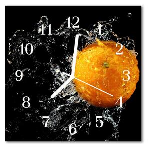 Zegar szklany kwadratowy Pomarańczowy