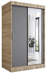 Garderoba przesuwna z lustrem dąb sonoma + antracyt R4-P77