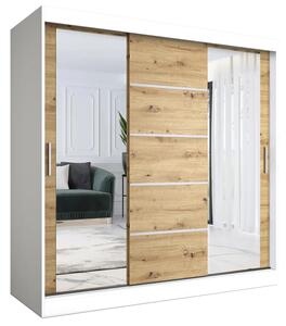 Szafa przesuwna z lustrami 200 cm biały + dąb artisan Z9-B74