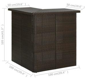 Narożny stolik barowy, brązowy, 100x50x105 cm, rattan pe