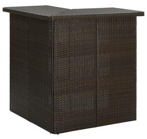 Narożny stolik barowy, brązowy, 100x50x105 cm, rattan pe