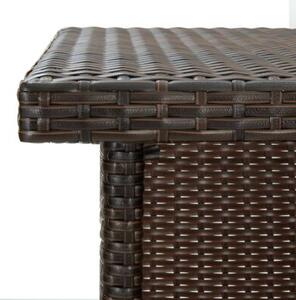 Narożny stolik barowy, brązowy, 100x50x105 cm, rattan pe