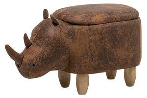 Nowoczesny hoker ekoskóra brązowy tapicerowany z litego drewna zwierzątko Rhino Beliani