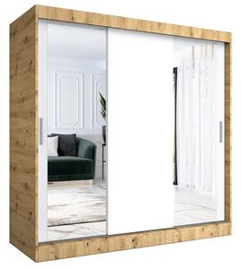 Szafa przesuwna dąb artisan + biały 200 cm T2-Z80