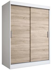 Szafa przesuwna 150 cm biała + dąb sonoma T6-K77