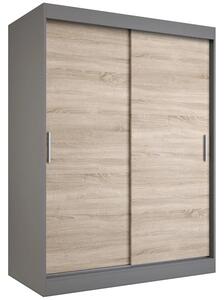 Szafa przesuwna 150 cm antracyt + dąb sonoma W1-A97