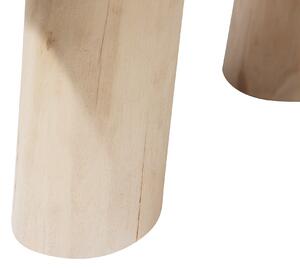 Boho stołek bawełniany pleciony makrama drewniane nóżki czarny Mundra Beliani