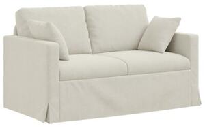 Modularna sofa aksamitna w kremowym kolorze z czarnymi akcentami