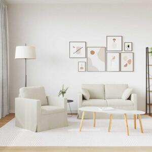 Modularna sofa aksamitna w kremowym kolorze z czarnymi akcentami