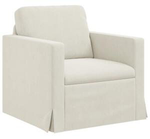 Modularna sofa aksamitna w kremowym kolorze z czarnymi akcentami