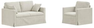 Modularna sofa aksamitna w kremowym kolorze z czarnymi akcentami
