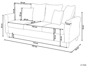 Sofa szara welurowa trzyosobowa z poduszkami drewniane czarne nóżki Bornholm Beliani