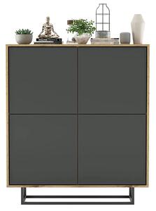Czterodrzwiowa komoda dąb wotan + grafit W0-S59
