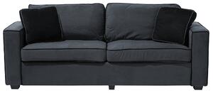 Sofa ciemnoszara welurowa dodatkowe poduszki 3-osobowa Falun Beliani