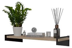 Półka ścienna w stylu industrialnym czarny + dąb sonoma D8-N55