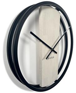 Zegar okrągły dębowy LOFT OVAL dąb bielony 50cm