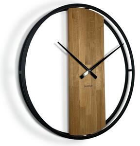 Zegar okrągły dębowy LOFT OVAL metal 80cm