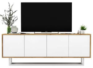 Loftowa szafka rtv dąb wotan + biały H6-K85