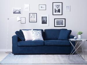 Sofa 3-osobowa kanapa welurowa oparcie zpoduch ciemnoniebieska Falun Beliani