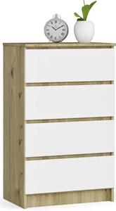 Komoda skandynawska do sypialni dąb artisan biały + E1-E43