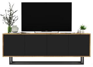 Loftowa szafka rtv dąb wotan + czarny P9-G04