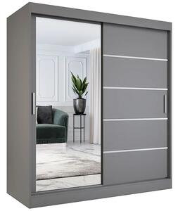 Antracytowa szafa przesuwna z lustrem 180 cm W7-A37