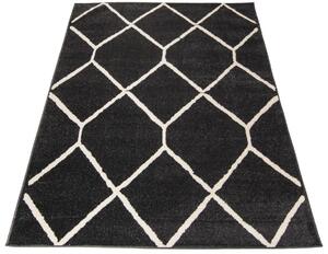 Antracytowy dywan w kratkę do sypialni S0-T51