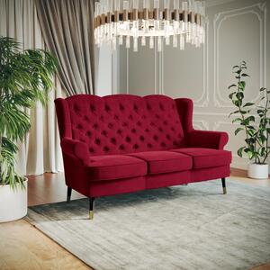 Trzyosobowa sofa z pikowanym oparciem Czerwona LEVSI
