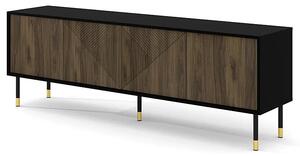 Frezowana szafka pod TV czarny + orzech pacyfik G9-B15