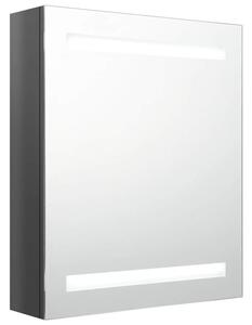 Szafka łazienkowa z lustrem i LED, lśniąca szarość, 50x14x60 cm