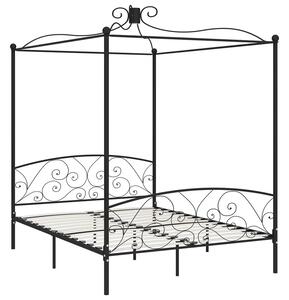 Czarne metalowe łóżko z baldachimem 120x200 cm B0-B23