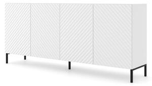 Czterodrzwiowa komoda biały mat + czarne nóżki K5-C89