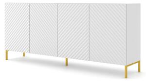 Długa komoda 200 cm biały mat + złote nóżki B8-B56