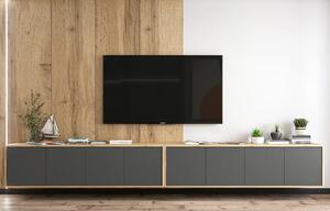 Zestaw wiszących szafek rtv dąb wotan + grafit W5-E08