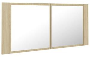 Szafka łazienkowa z lustrem i LED, dąb sonoma, 100x12x45, akryl