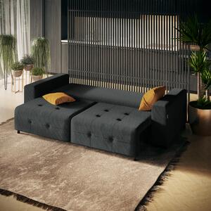 Pikowana sofa trzyosobowa Rozkładana Grafit BASILE