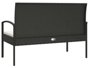 Ławka ogrodowa z poduszką, czarna, 105 cm, polirattan