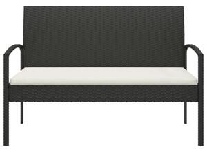 Ławka ogrodowa z poduszką, czarna, 105 cm, polirattan