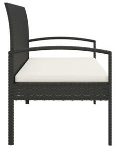 Ławka ogrodowa z poduszką, czarna, 105 cm, polirattan