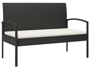 Ławka ogrodowa z poduszką, czarna, 105 cm, polirattan
