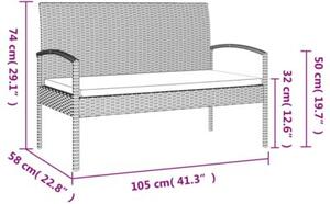 Ławka ogrodowa z poduszką, czarna, 105 cm, polirattan