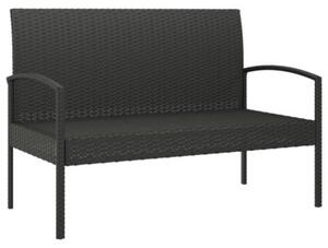 Ławka ogrodowa z poduszką, czarna, 105 cm, polirattan
