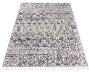 Jasnoszary dywan shaggy w stylu boho W5-B46