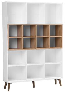 Regał na książki 5 poziomów drewniany kwadratowe półki biały z brązowym Alloa Beliani