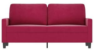 Sofa 2-osobowa, winna czerwieÅ, 140 cm, tapicerowana aksamitem